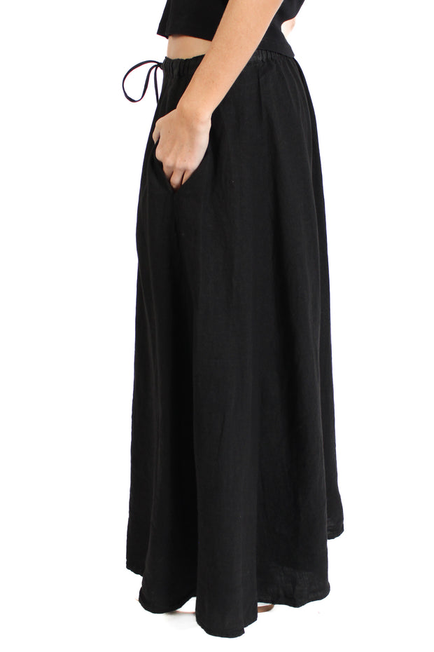 Bailey Black Woven Linen Skirt
