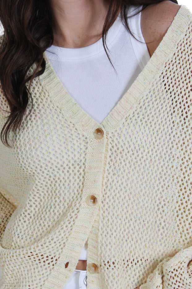 Crochet Yellow Knit Cardigan