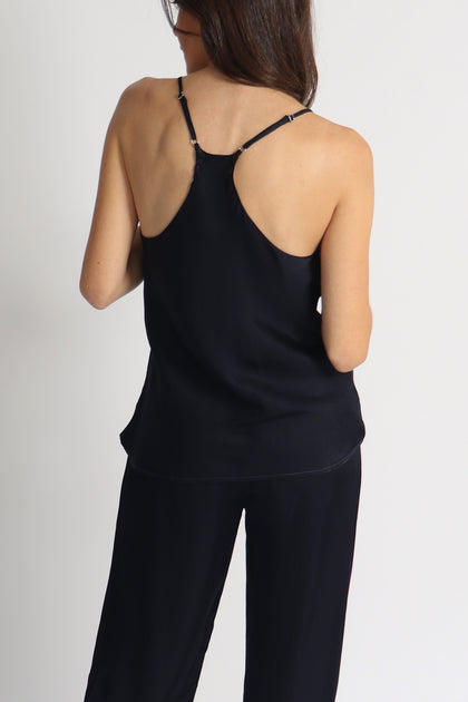 Black Satin V-Neck Cami – Thursdays