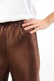 Chocolate Brown Riri Silk Wide-Leg Pants