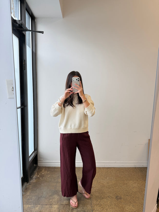 Lola Bordeaux Linen Pant