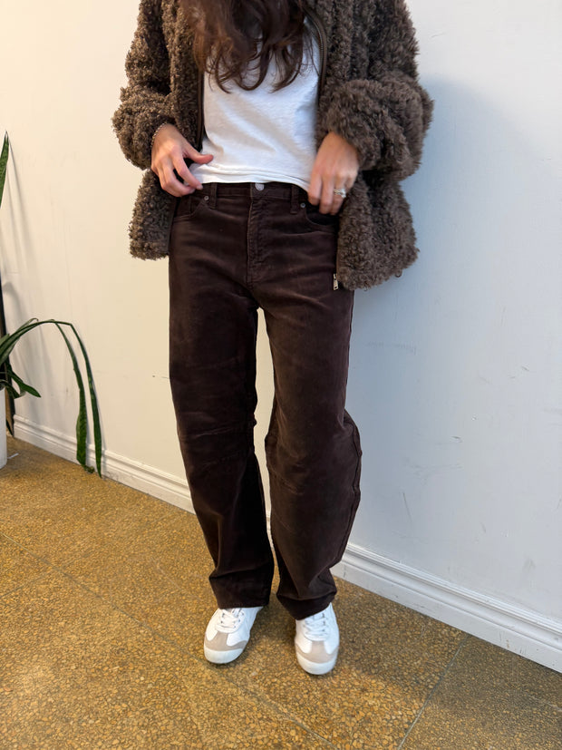 Brown Corduroy Barrel Jean