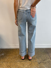 Cassie Cuffed High Rise Straight Jeans