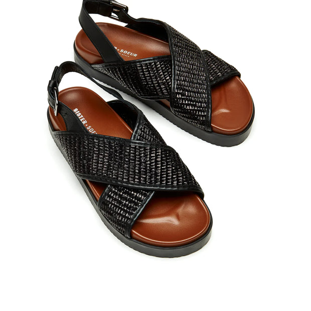 Amari Black Woven Sandals