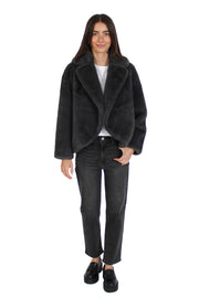 Carolyn Slate Faux Fur Jacket