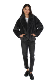Carolyn Slate Faux Fur Jacket