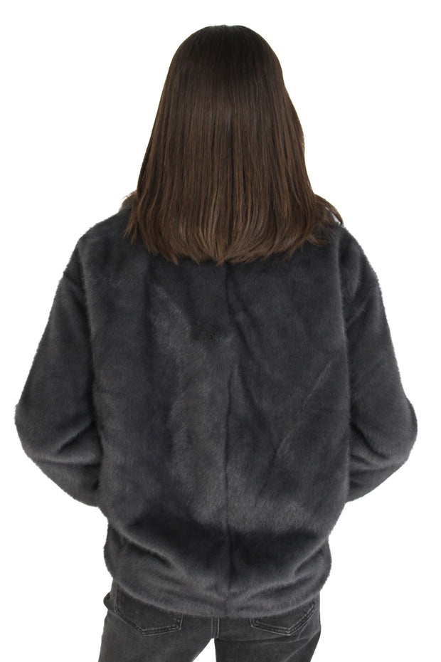 Carolyn Slate Faux Fur Jacket