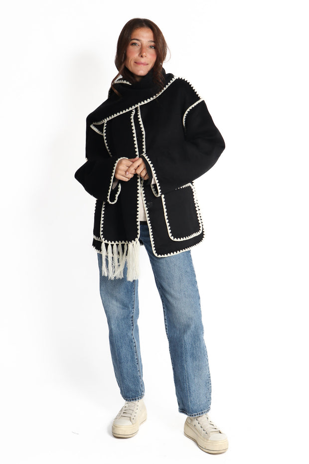 Black & White Scarf Jacket