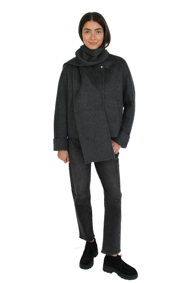 Charcoal Scarf Coat