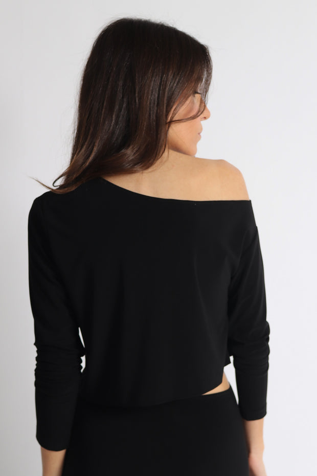 Riri Cropped Off Shoulder Jersey Top