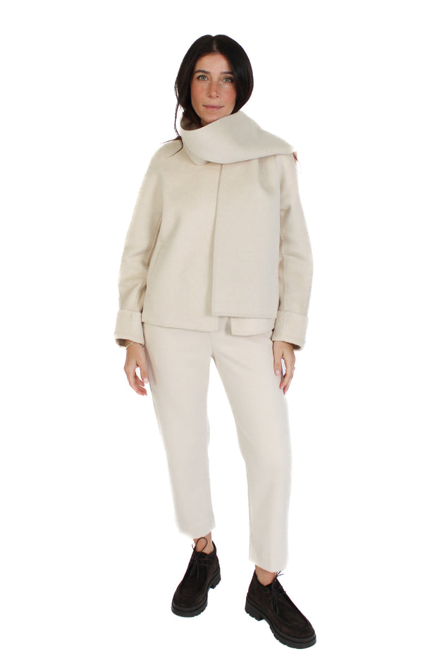 Light Beige Scarf Coat