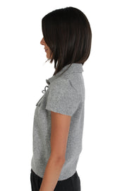 Grey Bow Polo Sweater