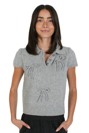 Grey Bow Polo Sweater