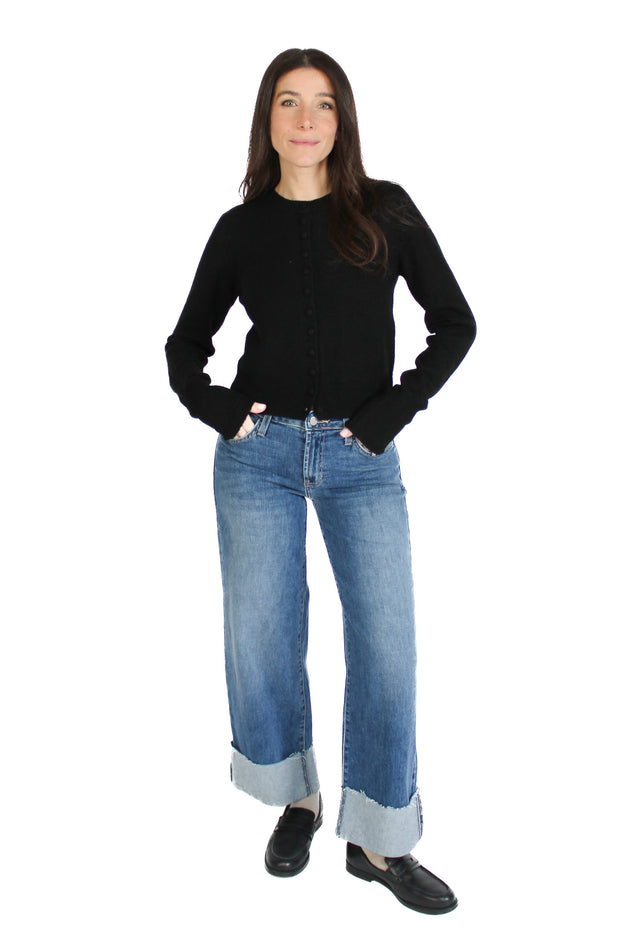 Scissor Cut Cuffed Medium Denim Jean