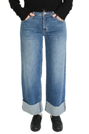 Scissor Cut Cuffed Medium Denim Jean