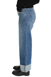 Scissor Cut Cuffed Medium Denim Jean