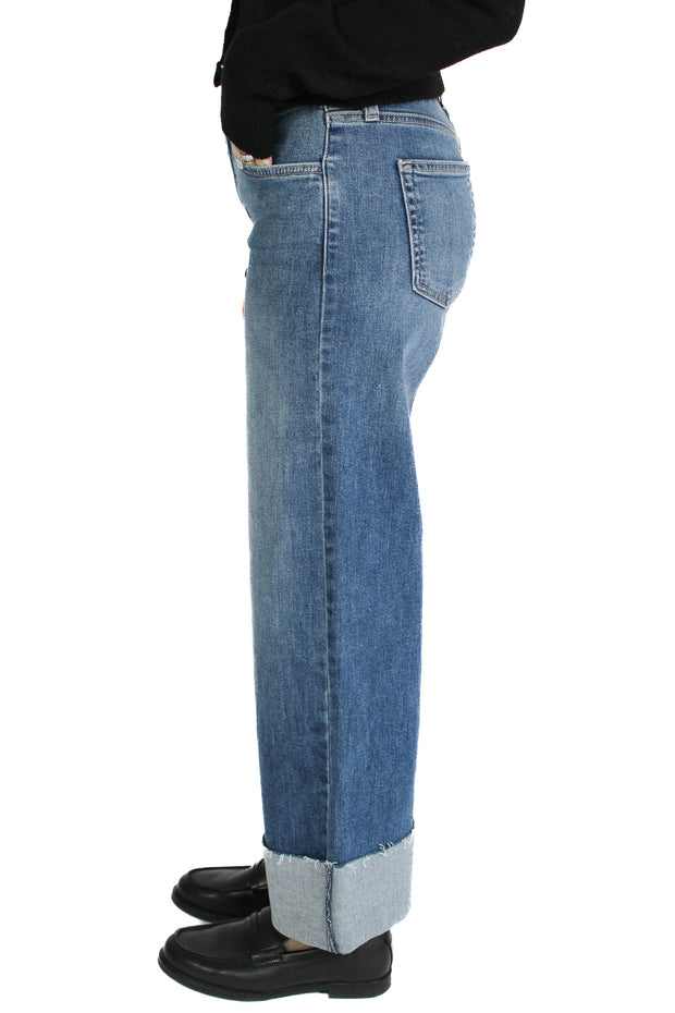 Scissor Cut Cuffed Medium Denim Jean