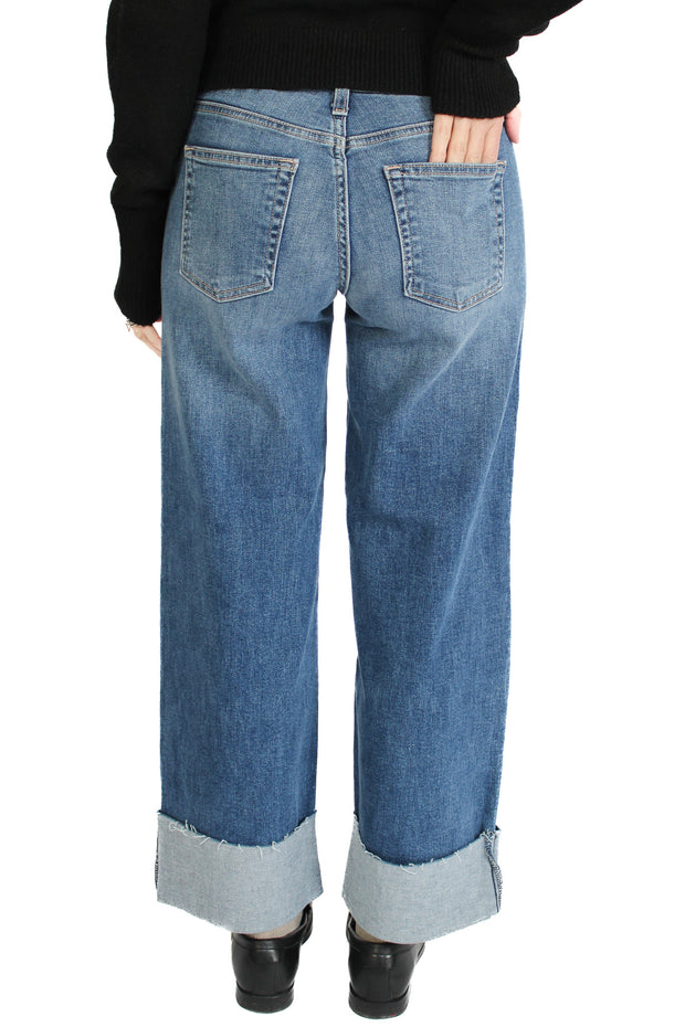 Scissor Cut Cuffed Medium Denim Jean
