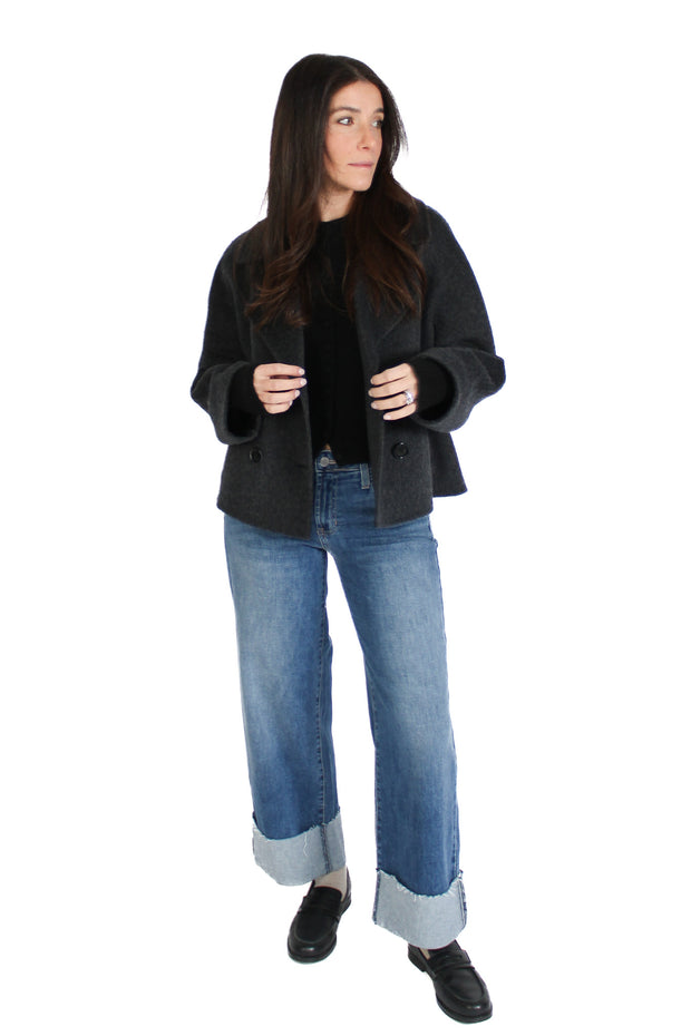 Scissor Cut Cuffed Medium Denim Jean