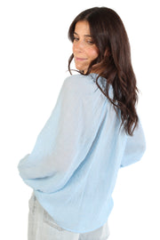 Smocked Blue Raglan Blouse