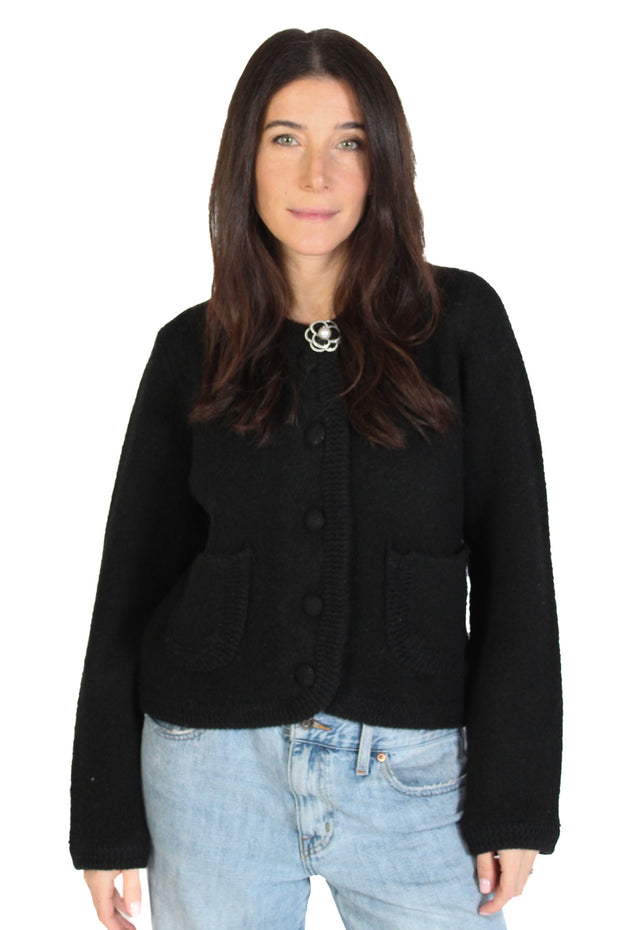 Black Paula Rose Cardigan