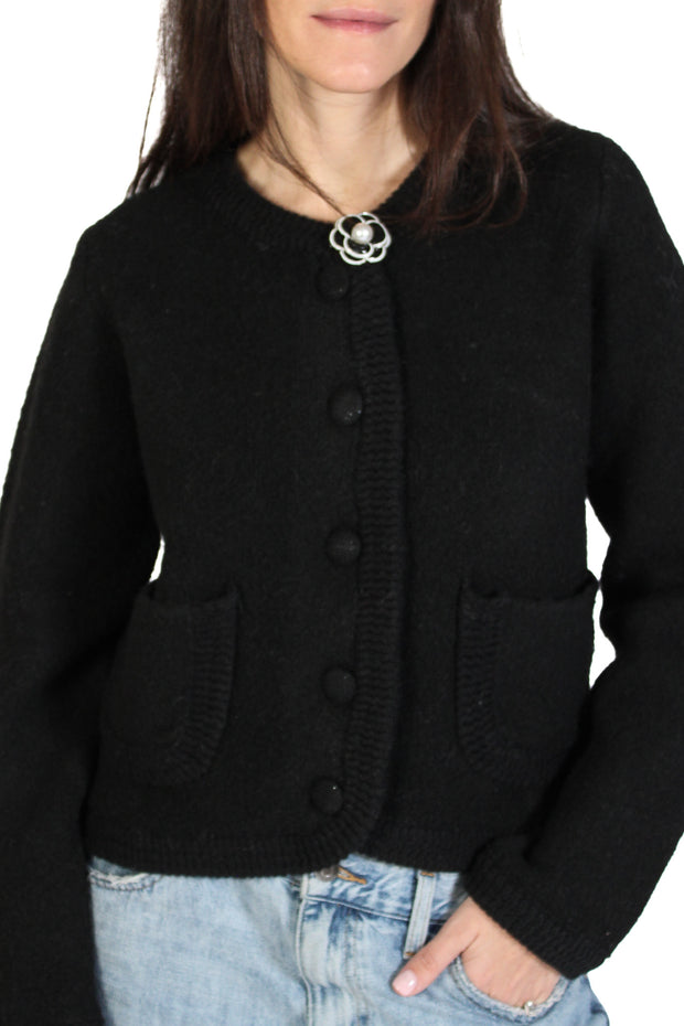 Black Paula Rose Cardigan