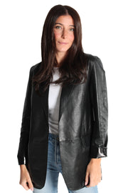 Quirina Black Leather Blazer