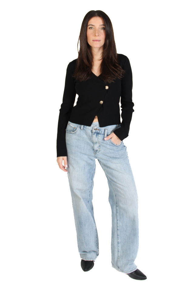 Black Gold Double Button Cardigan