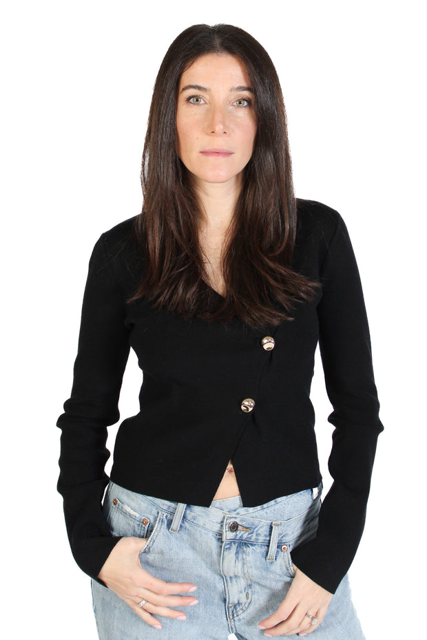 Black Gold Double Button Cardigan