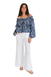 White Linen Wide Leg Pants