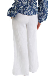 White Linen Wide Leg Pants