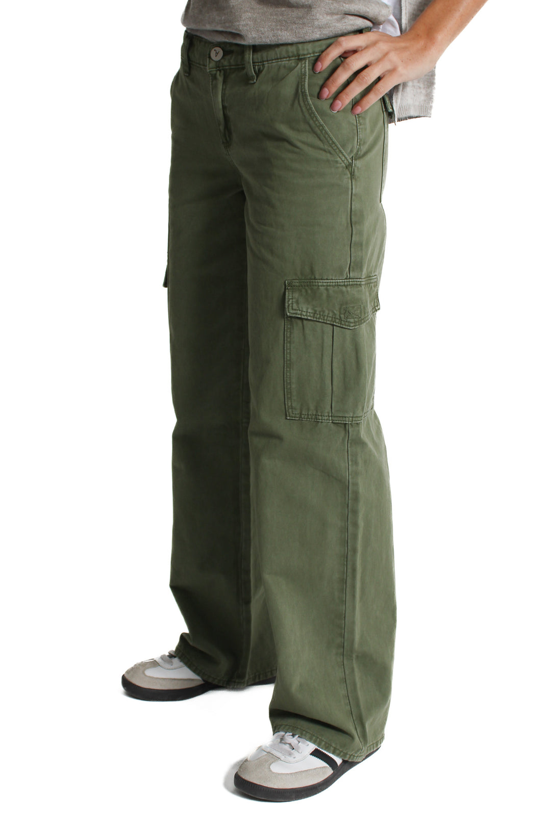 OPEN YY CARGO PANTS 緑 Low & Wide Cargo Pants – Thursdays