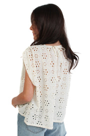 Embroidered Eyelet Sleeveless Top