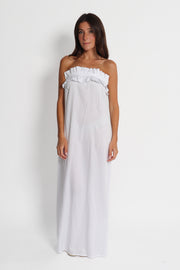 White Strapless Poplin Maxi Dress