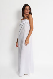 White Strapless Poplin Maxi Dress