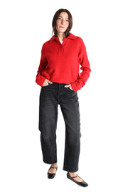 Red Ashanti Long Sleeve Polo Sweater
