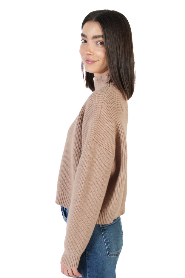 Evolet Caramel Ribbed Sweater