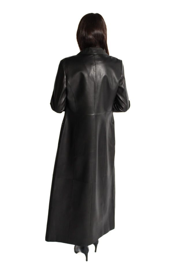 Evanna Leather Maxi Coat
