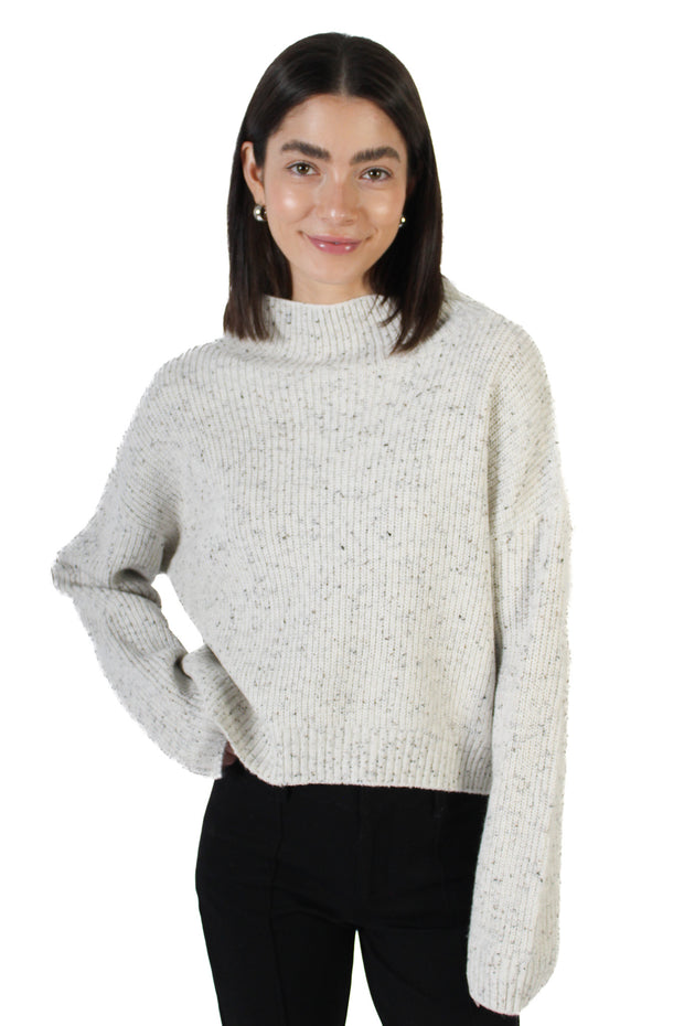 Evolet Off White Fleck Ribbed Sweater