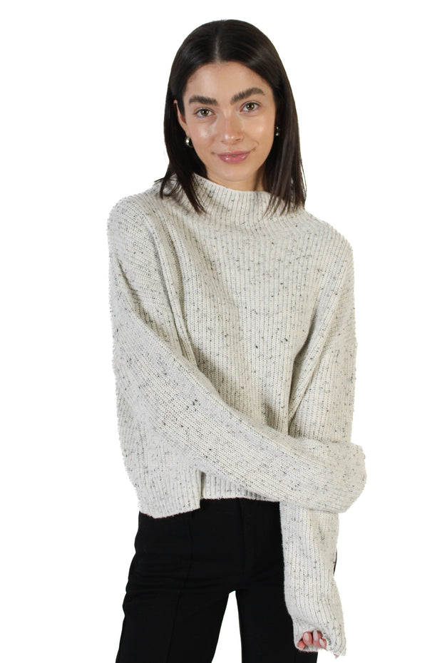 Evolet Off White Fleck Ribbed Sweater