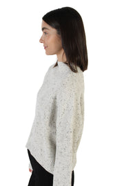 Evolet Off White Fleck Ribbed Sweater