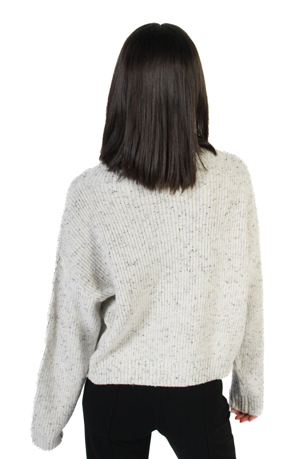 Evolet Off White Fleck Ribbed Sweater