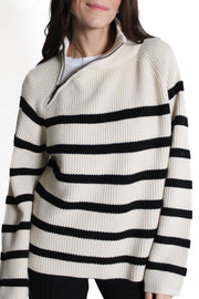 Gibi Sailor Neck Striped Sweater