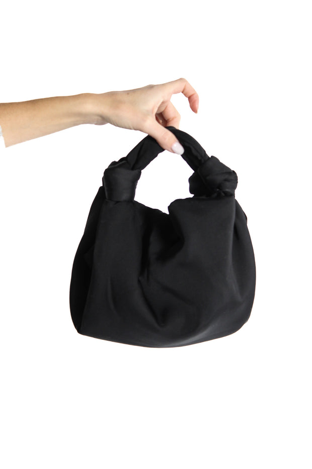 Robyn Black Satin Knot Bag