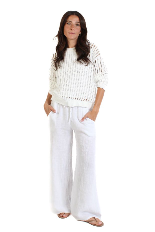 Ivory Crochet Crewneck Sweater