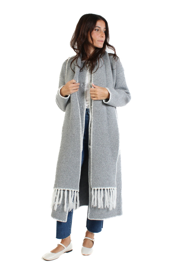 Delaney Grey Scarf Coat