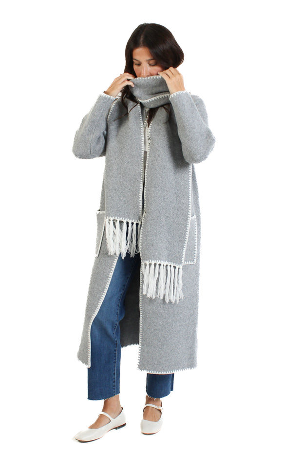 Delaney Grey Scarf Coat