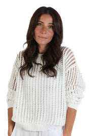 Ivory Crochet Crewneck Sweater