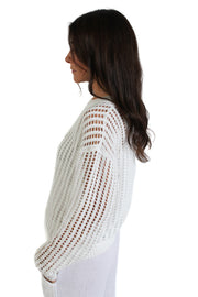 Ivory Crochet Crewneck Sweater