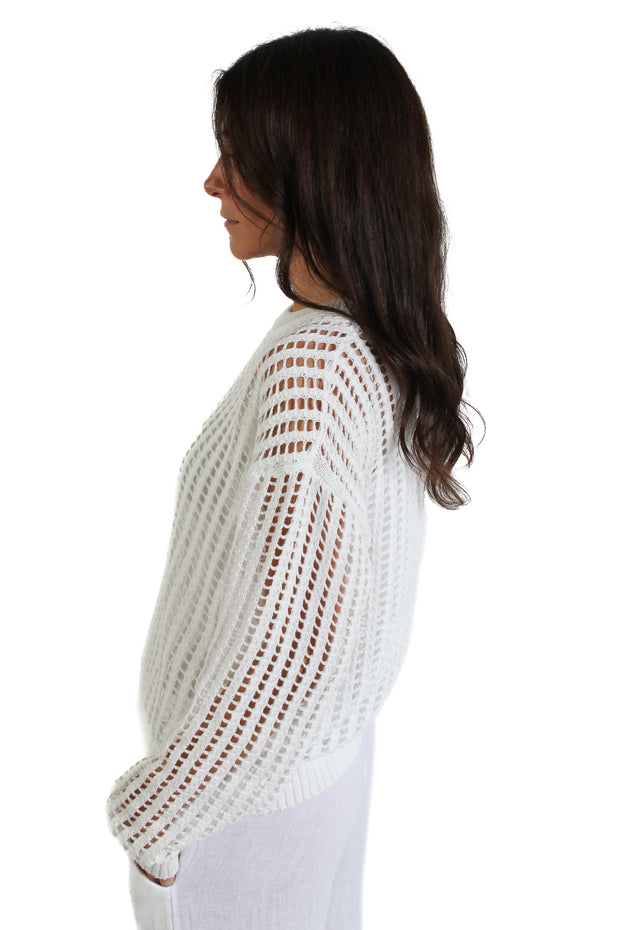 Ivory Crochet Crewneck Sweater